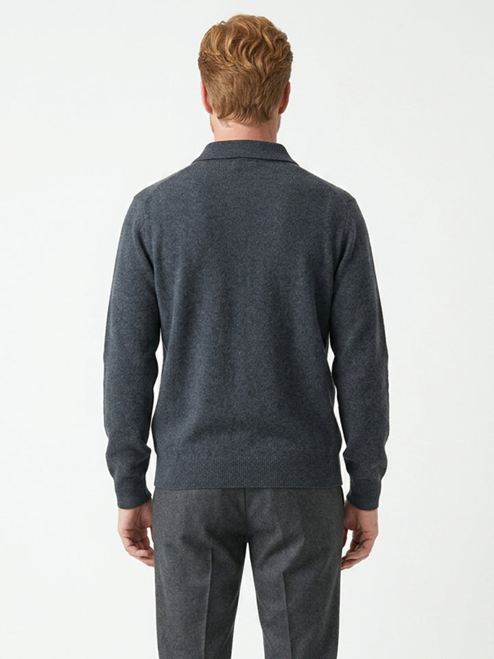 Men Cashmere  Polo neck long sleeves sweater #INK