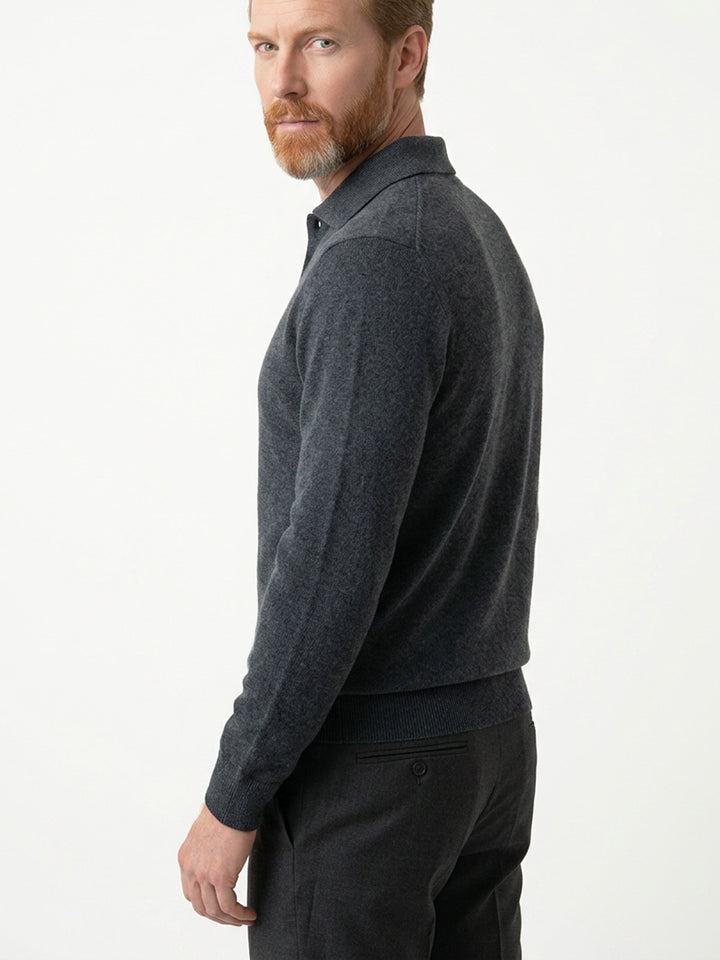 Men Cashmere  Polo neck long sleeves sweater #INK