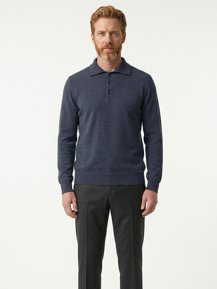 Men Cashmere  Polo neck long sleeves sweater #INK