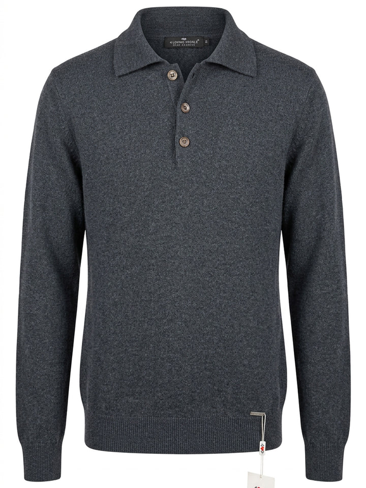Men Cashmere  Polo neck long sleeves sweater #INK