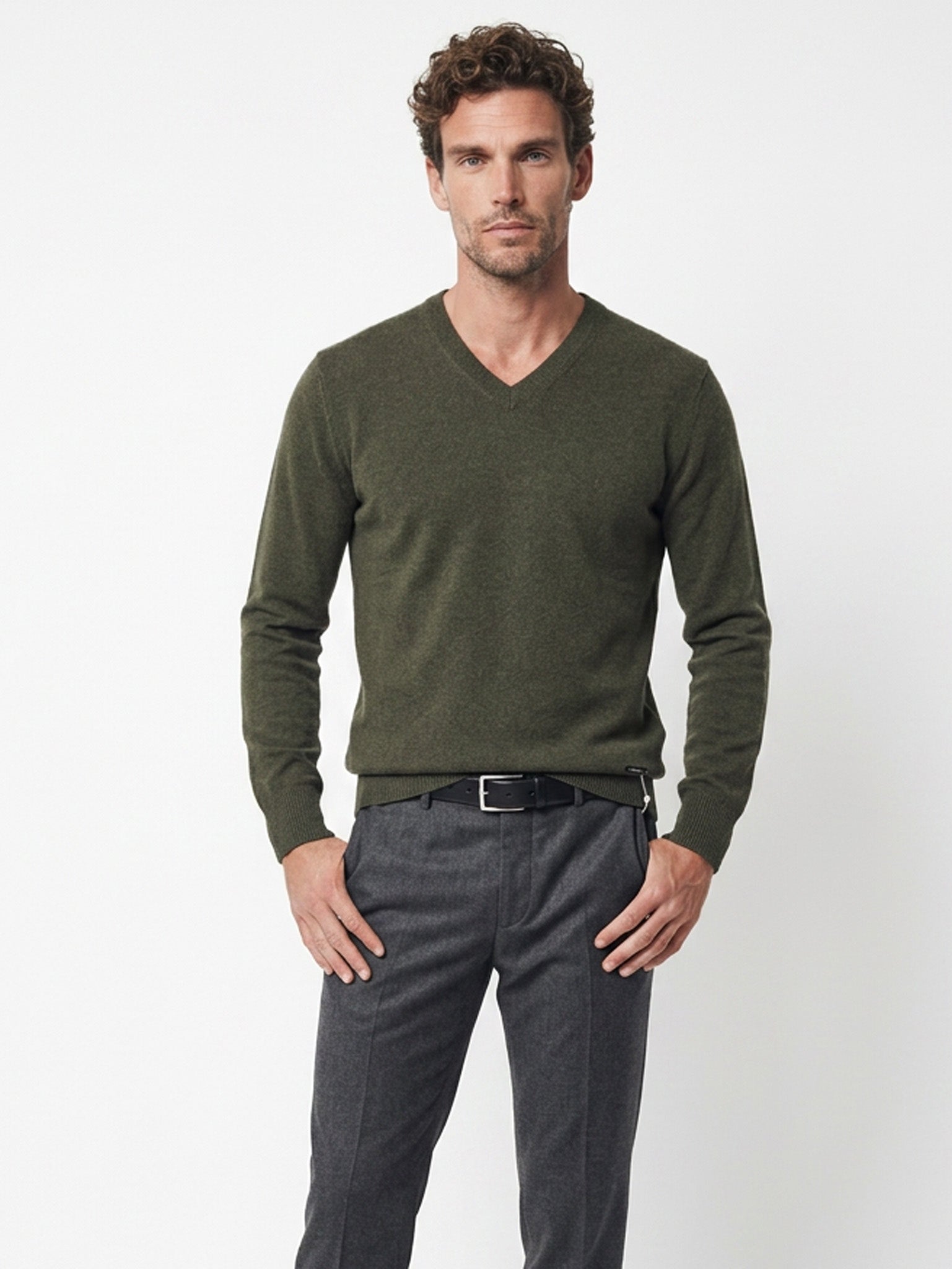 Cashmere men V-neck sweater #MOSS