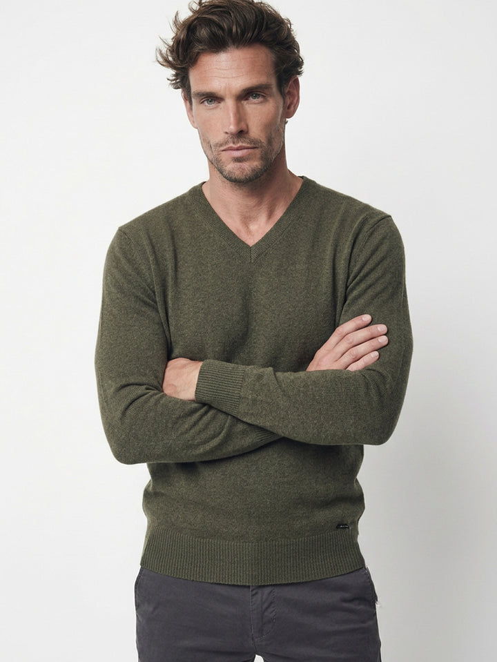Cashmere men V-neck sweater #MOSS