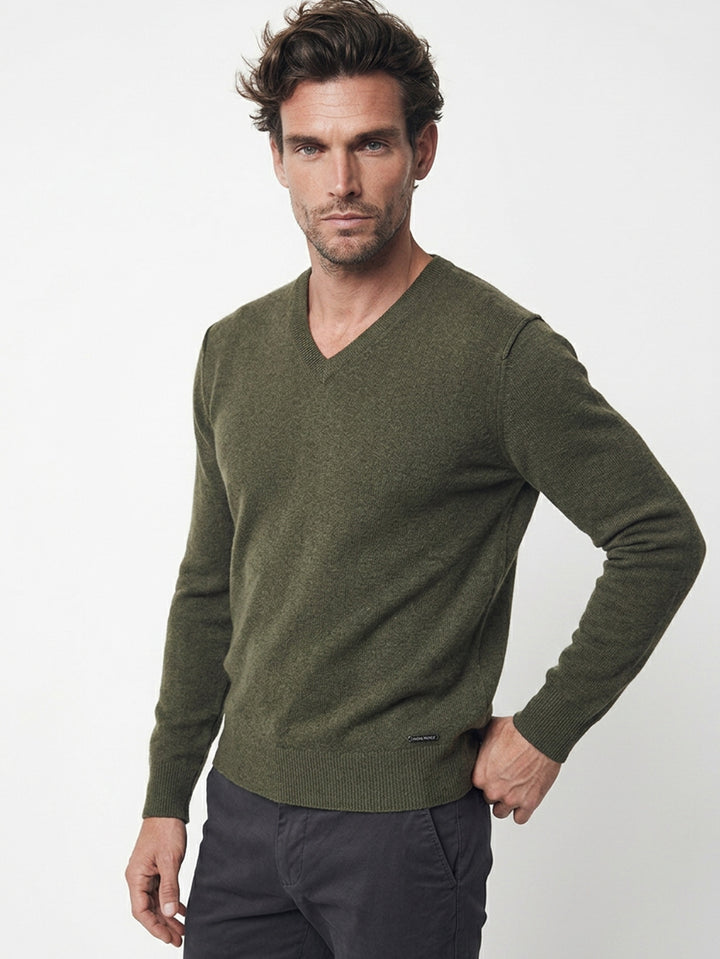 Cashmere men V-neck sweater #MOSS