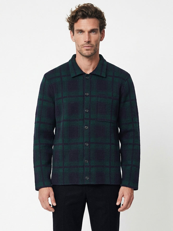 Cashmere men overshirt button up #GREEN/BLUE