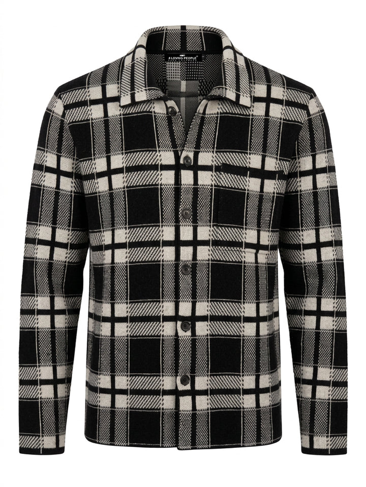 Cashmere men overshirt button up #BLACK/WHITE