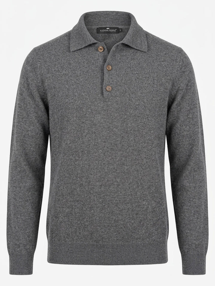 Men Cashmere  Polo neck long sleeves sweater #SMOKE