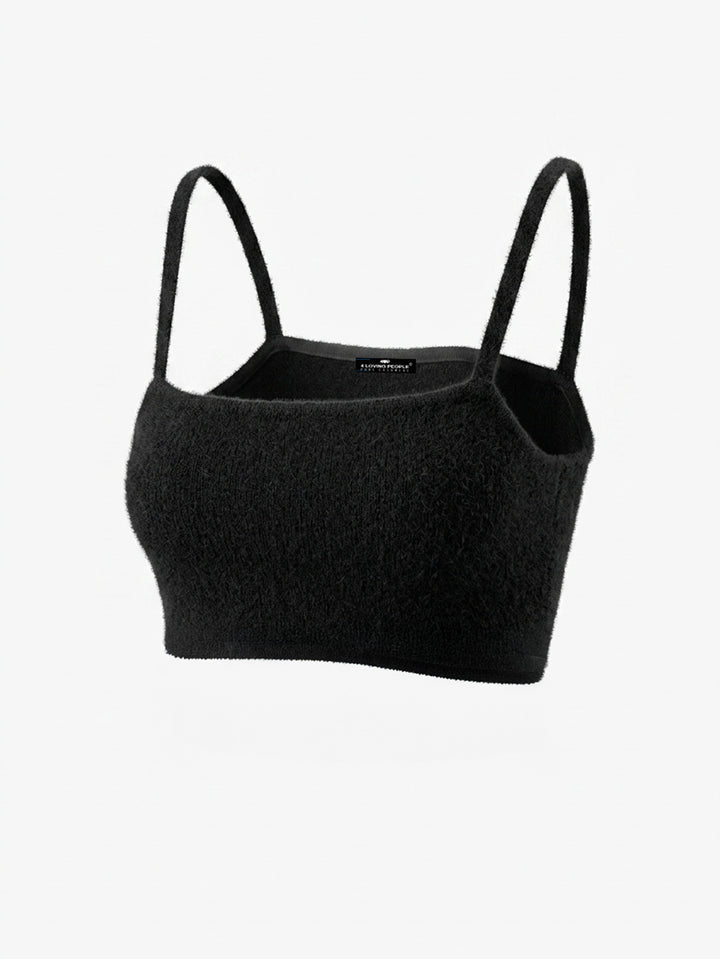 Cashmere bralette in ribbed knit #BLACK