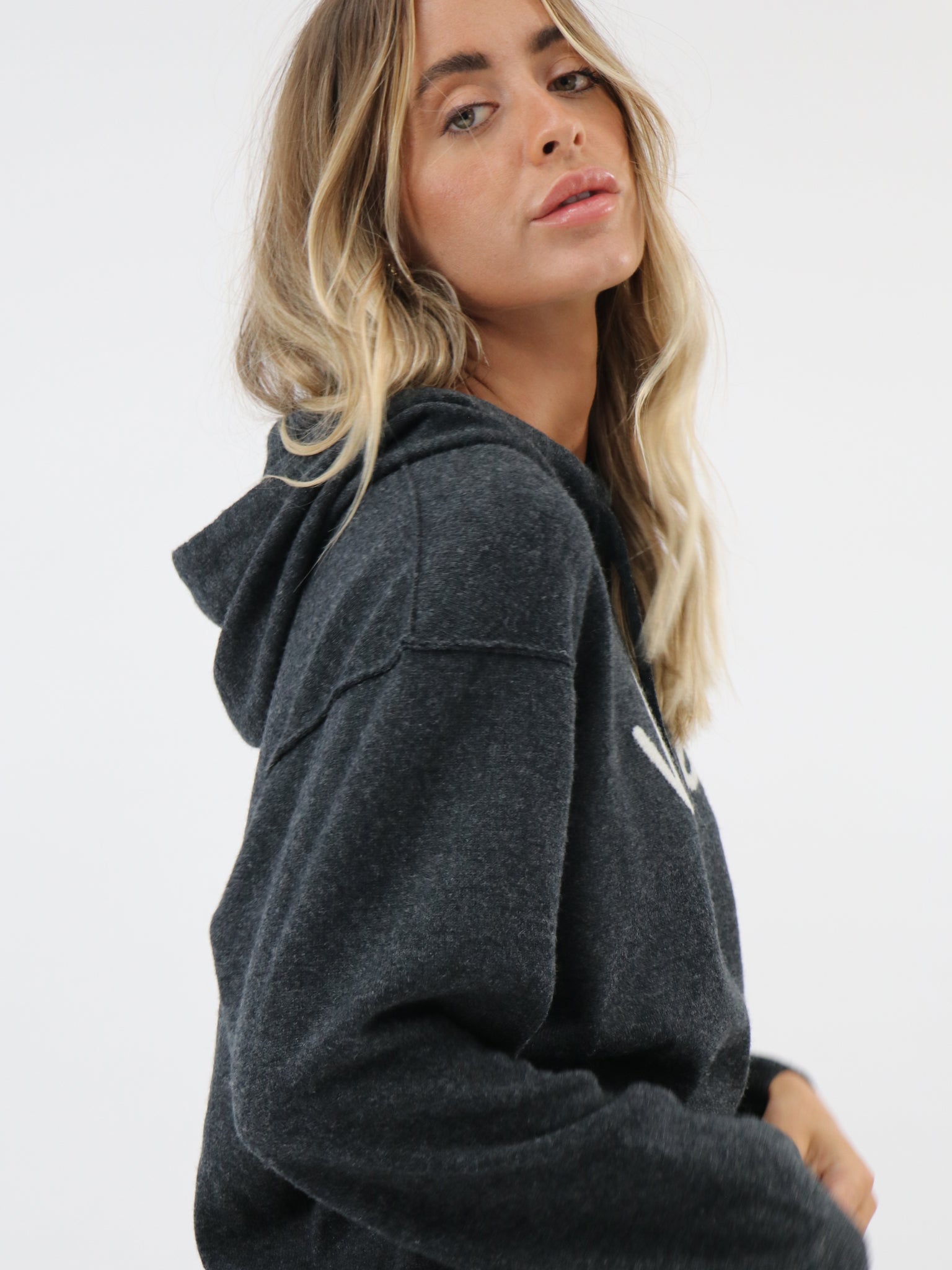 Cashmere Hooded Sweatshirt with Intarsia