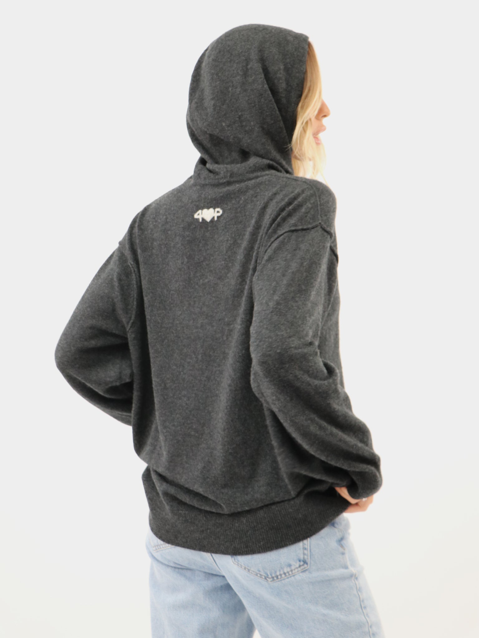 Cashmere Hooded Sweatshirt with Intarsia