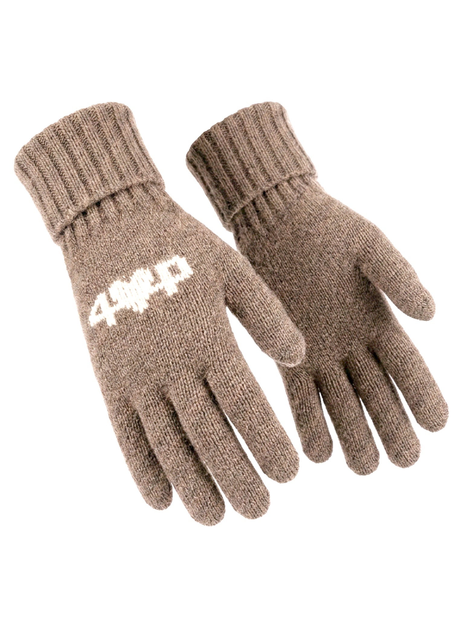 Cashmere gloves with intarsia and ribbed cuffs #FAWN