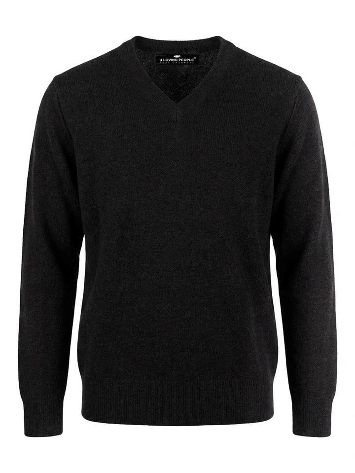 Cashmere men V-neck sweater #BLACK