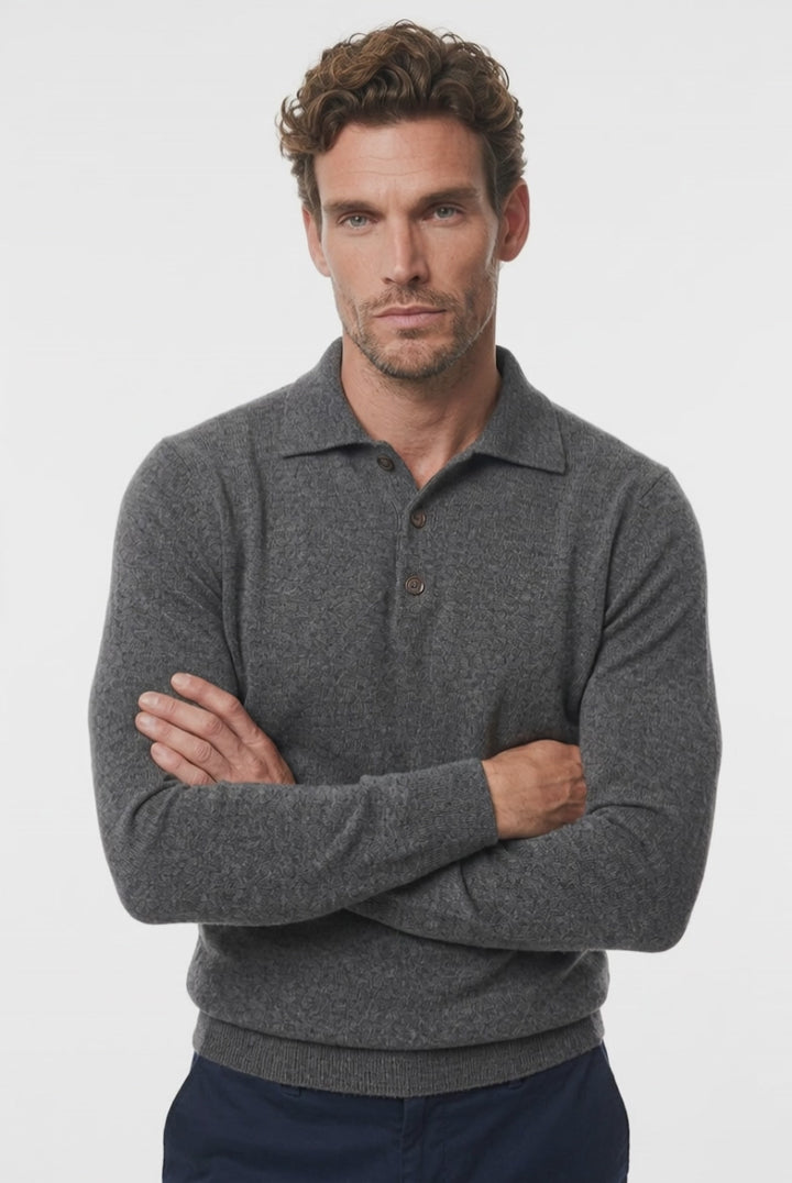 Men Cashmere polo neck sweater #SMOKE
