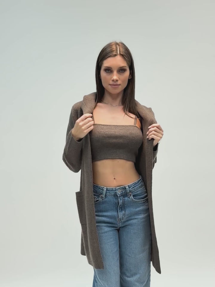 Cashmere bralette in ribbed knit #SABLE