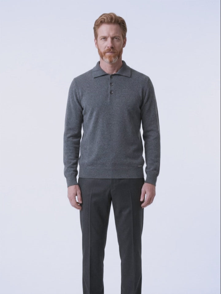 Men Cashmere  Polo neck long sleeves sweater #INK
