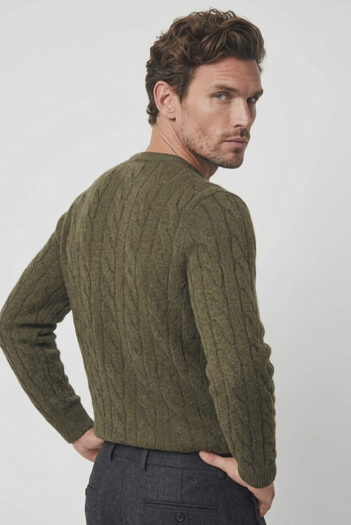 Men Cashmere cable-knit crewneck sweater #MOSS