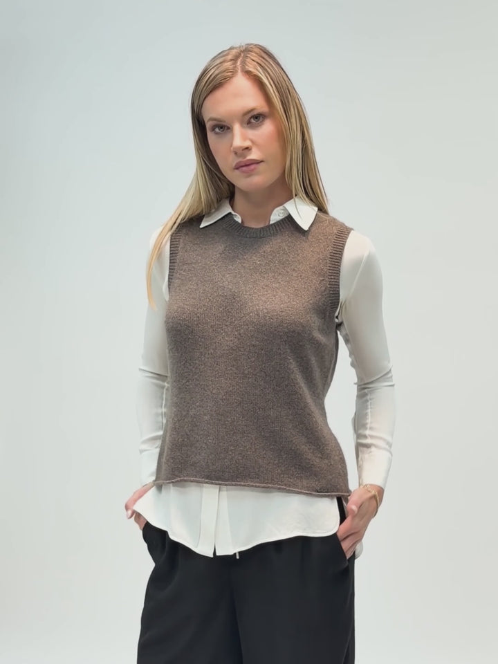 Sleeveless cashmere top #SABLE