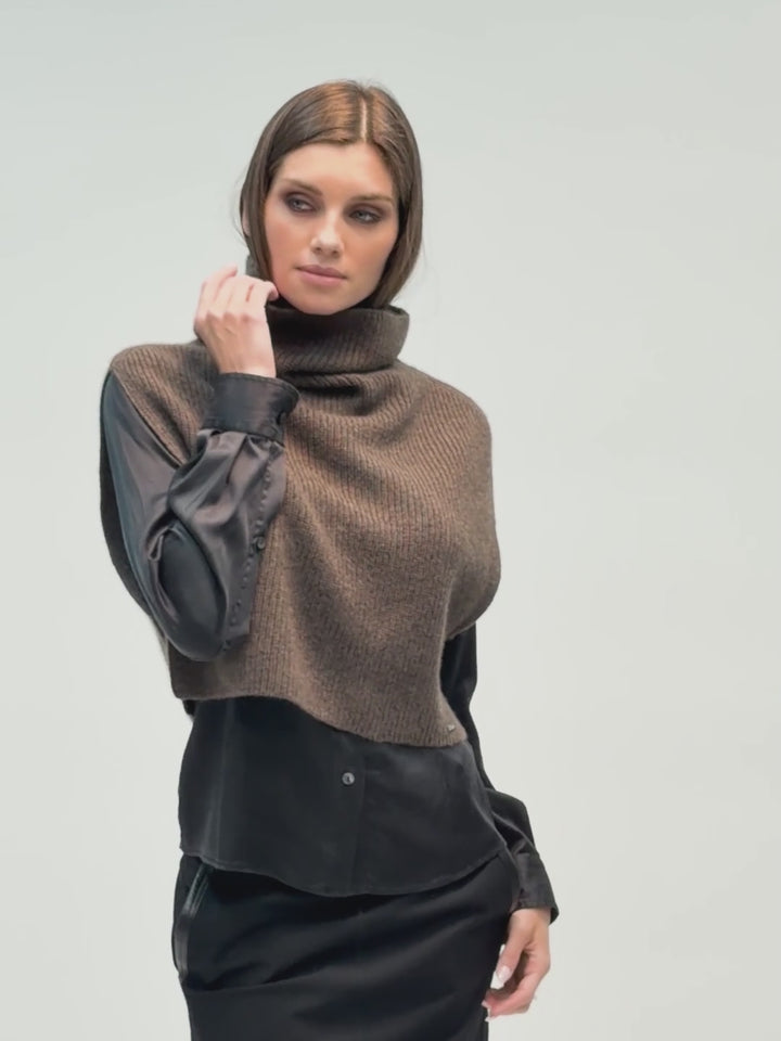 Cashmere sleeveless ribbed knit turtleneck sweater vest #SABLE