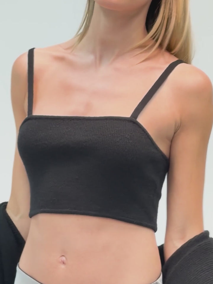 Cashmere bralette in ribbed knit #BLACK