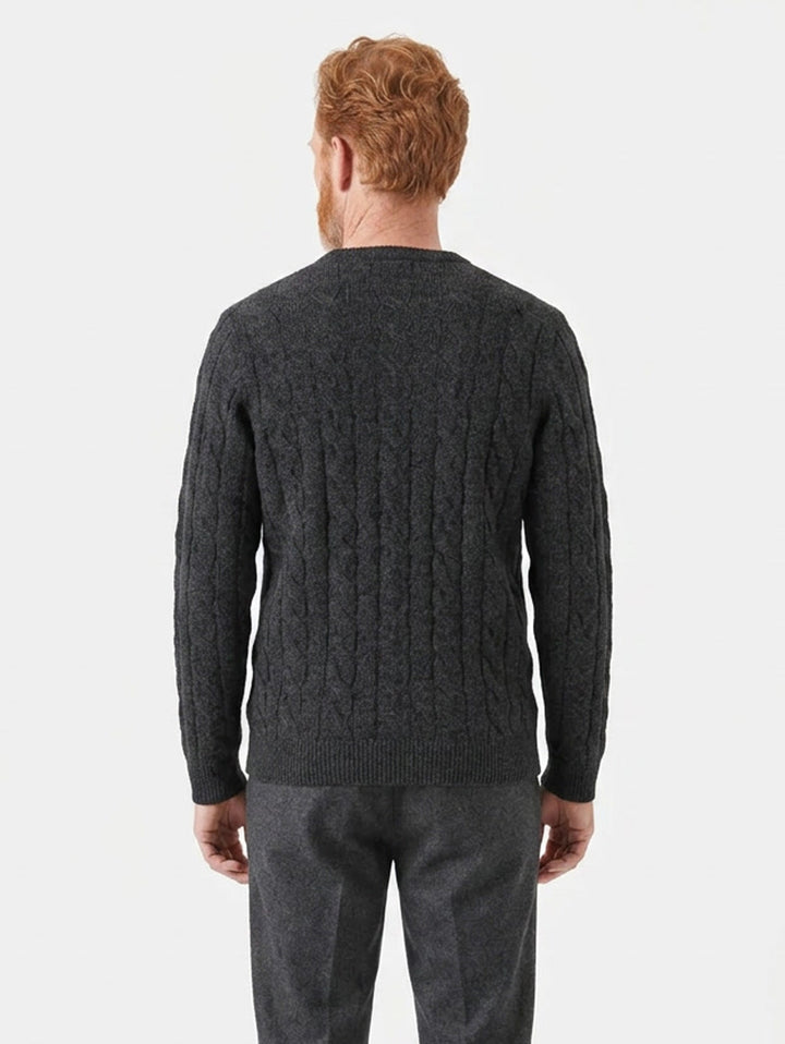 Men Cashmere cable-knit crewneck sweater #CHARCOAL