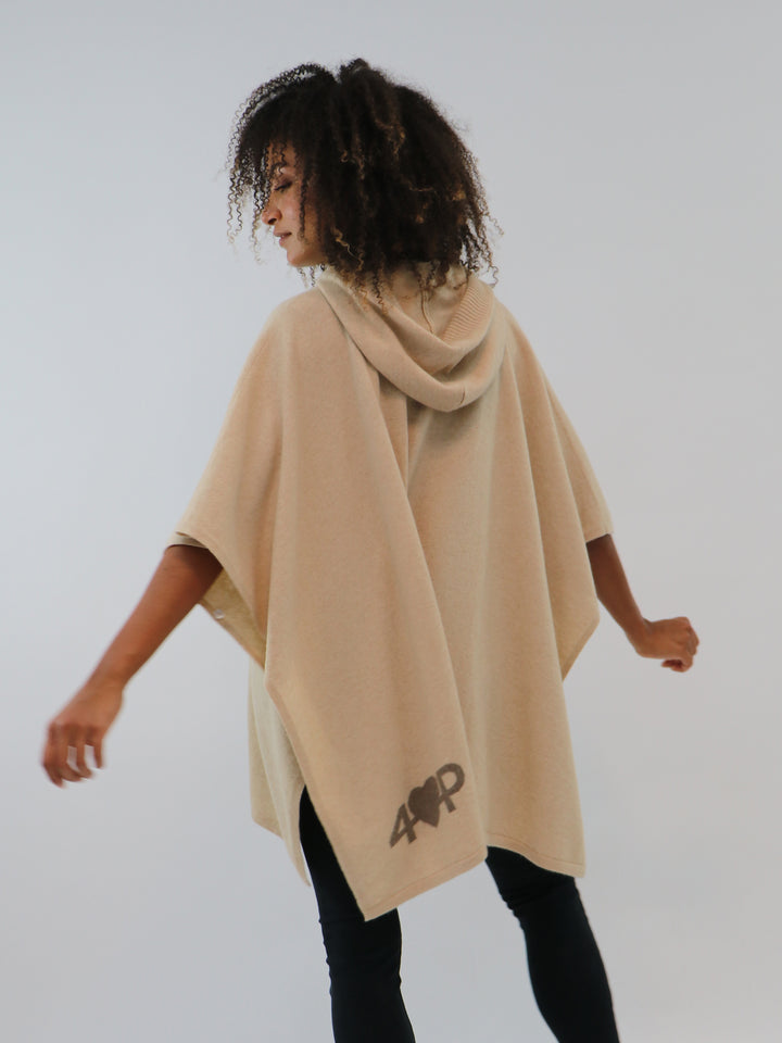 Organic Cashmere Hooded Poncho #OAT