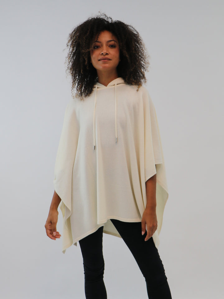 Organic Cashmere Hooded Poncho #PEARL