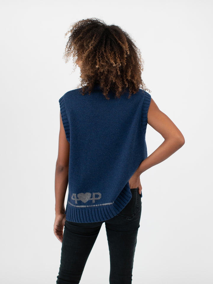 Cashmere Sleeveless Turtleneck #DUTCH BLUE