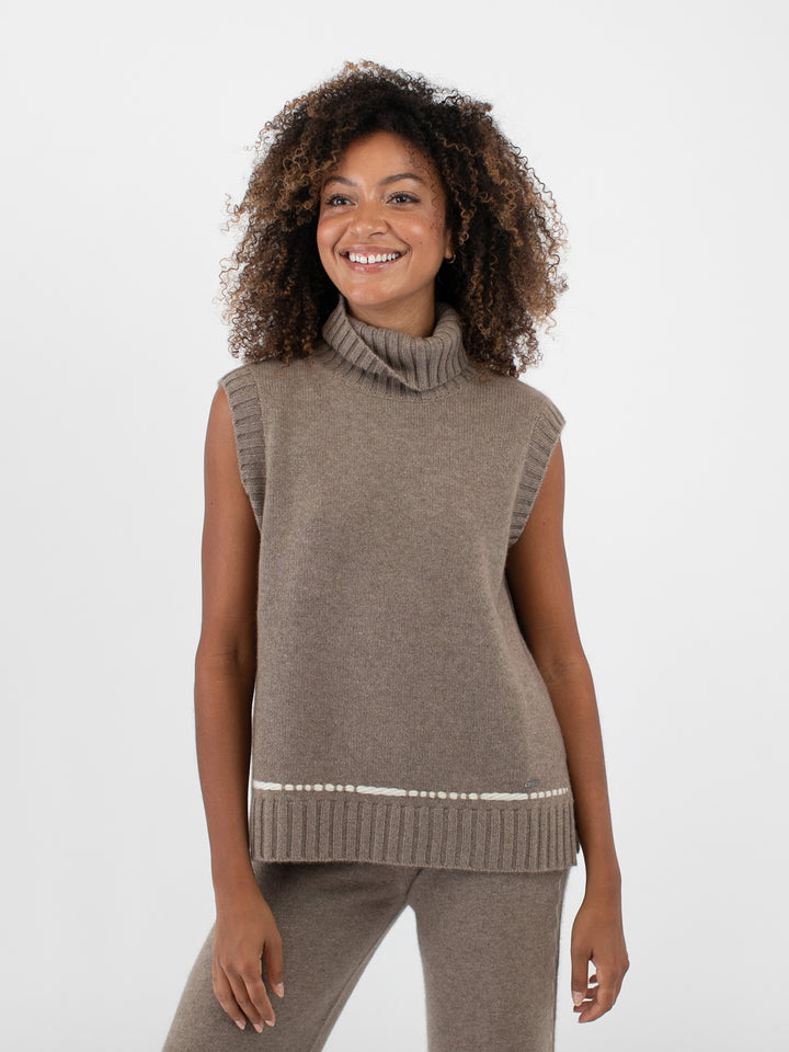Cashmere Sleeveless Turtleneck #FAWN