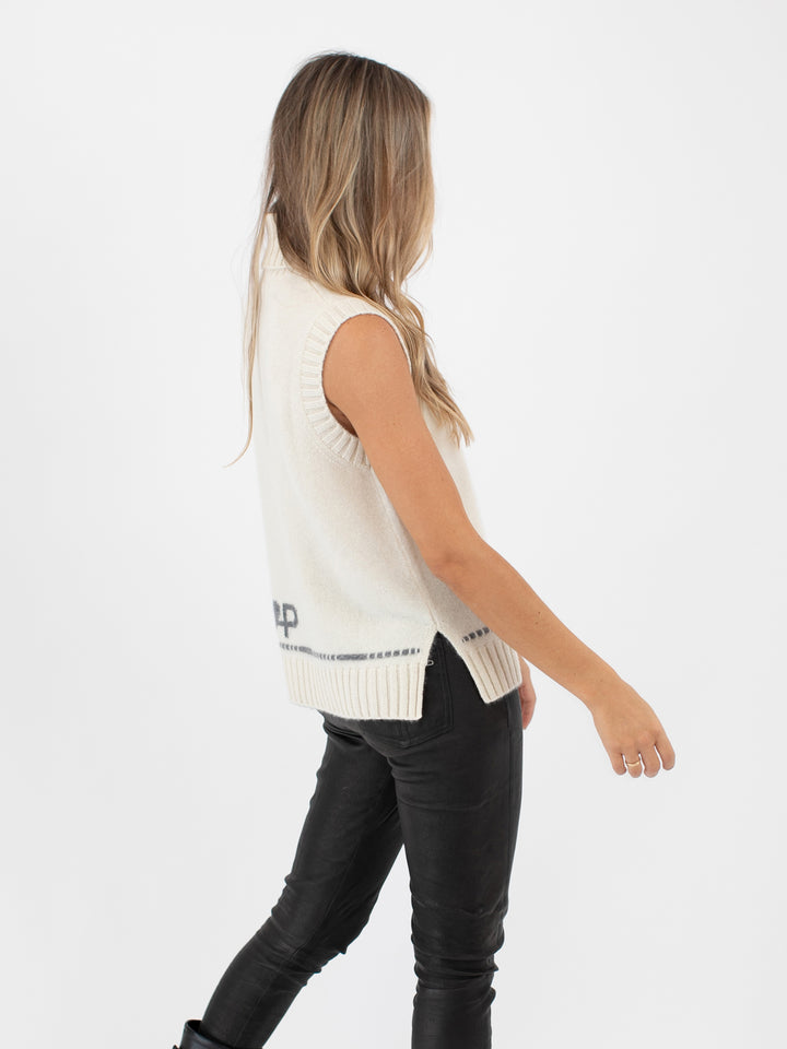Cashmere Sleeveless Turtleneck #PEARL