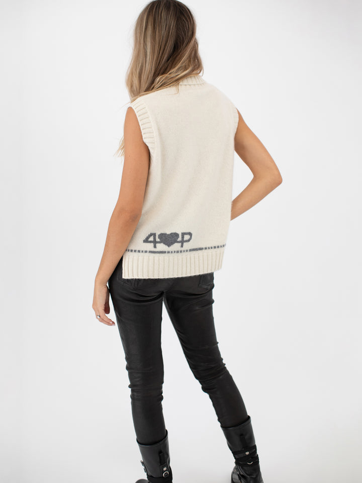 Cashmere Sleeveless Turtleneck #PEARL