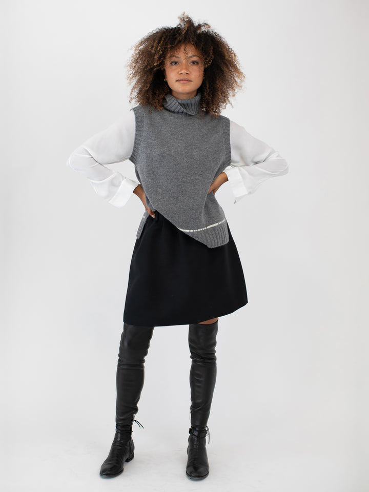 Cashmere Sleeveless Turtleneck #SKY GREY
