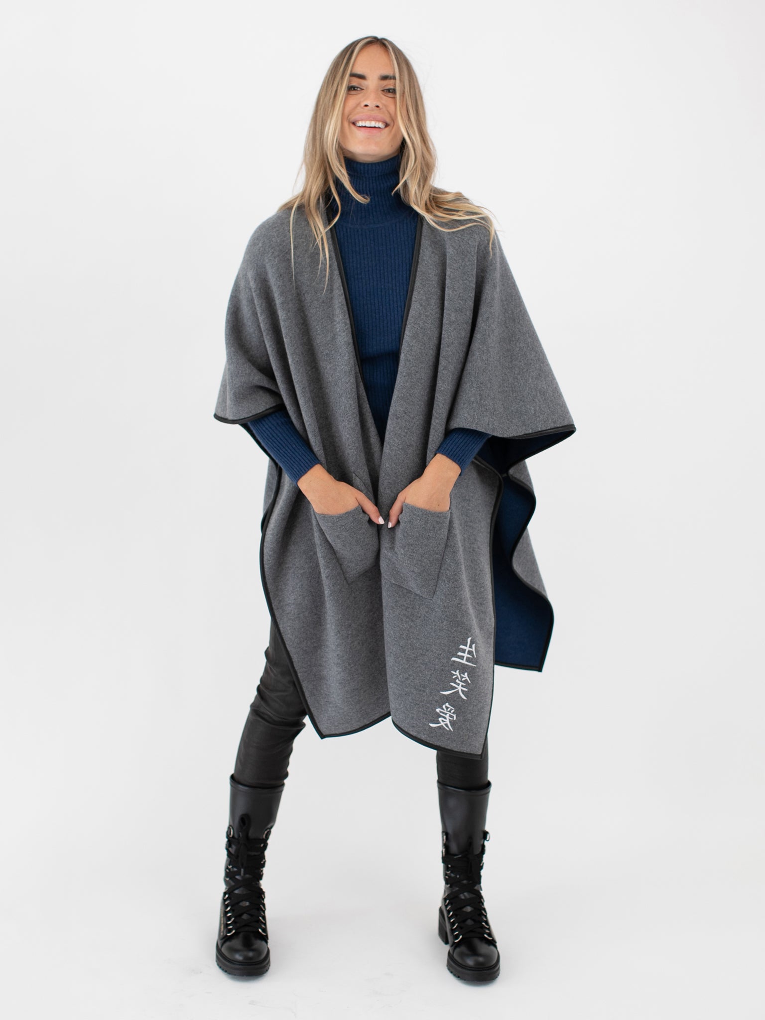 Cashmere Reversible Poncho