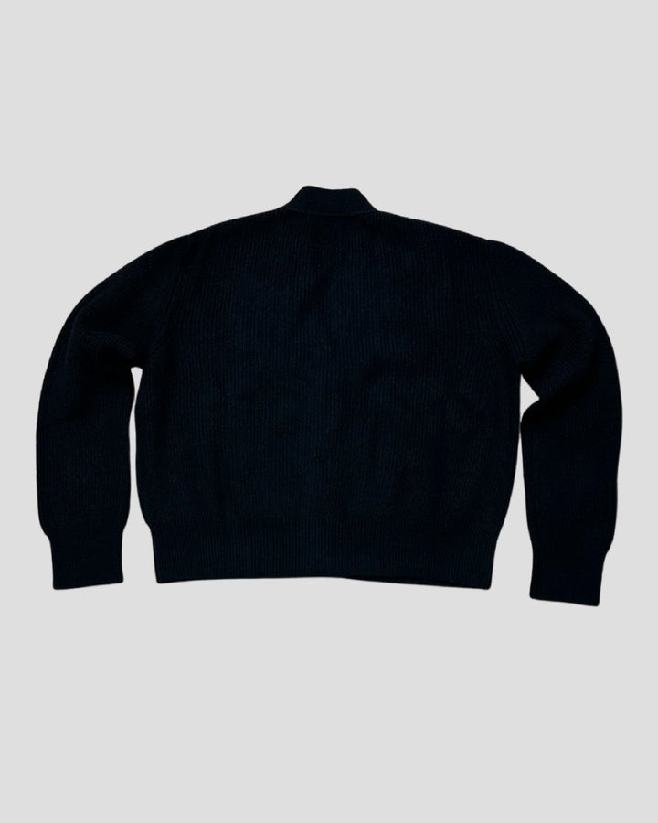 Ribbed Crop Cashmere Cardigan #BLACK