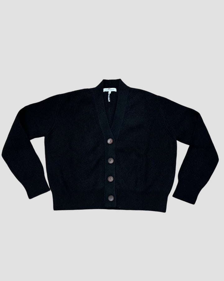 Ribbed Crop Cashmere Cardigan #BLACK
