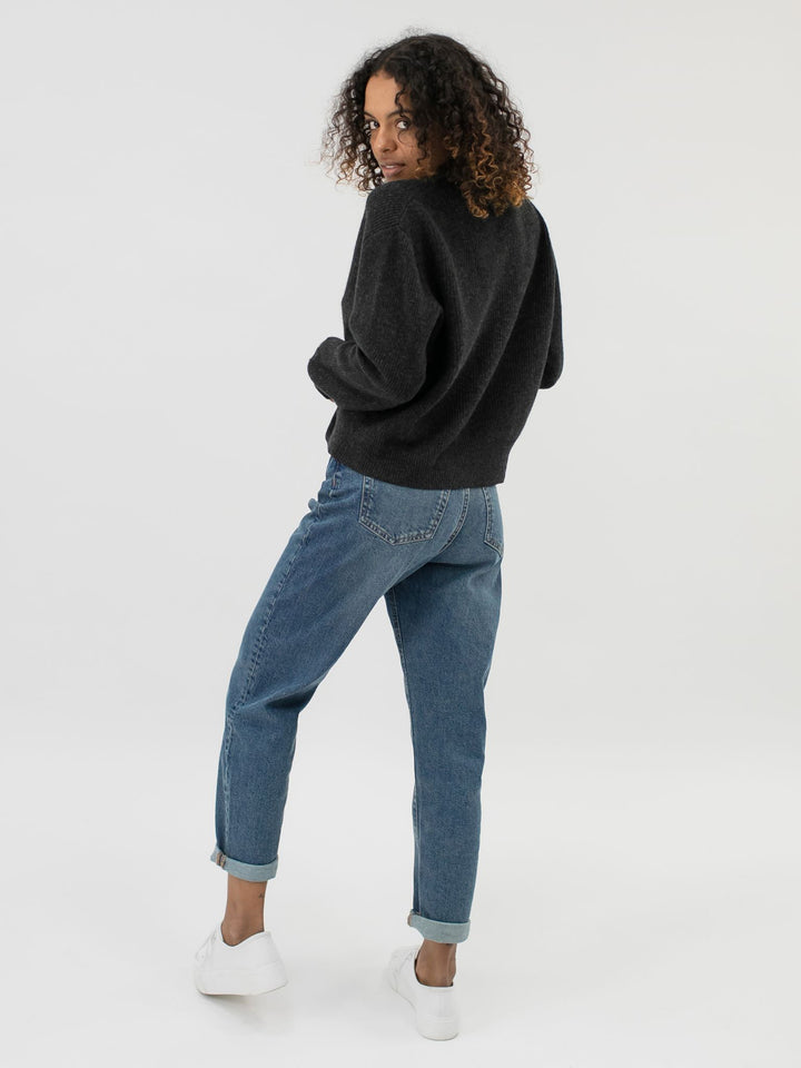 Cashmere Cropped Cardigan #CHARCOAL