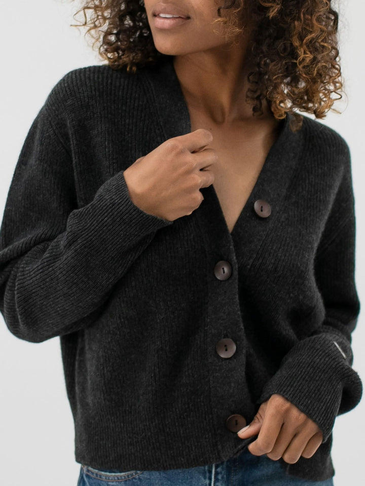 Cashmere Cropped Cardigan #CHARCOAL