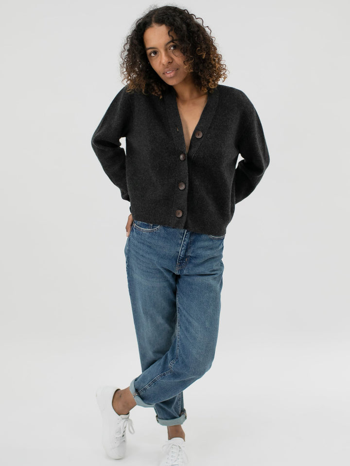 Cashmere Cropped Cardigan #CHARCOAL