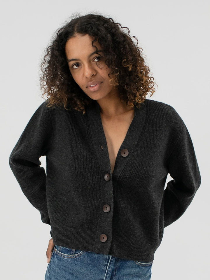 Cashmere Cropped Cardigan #CHARCOAL