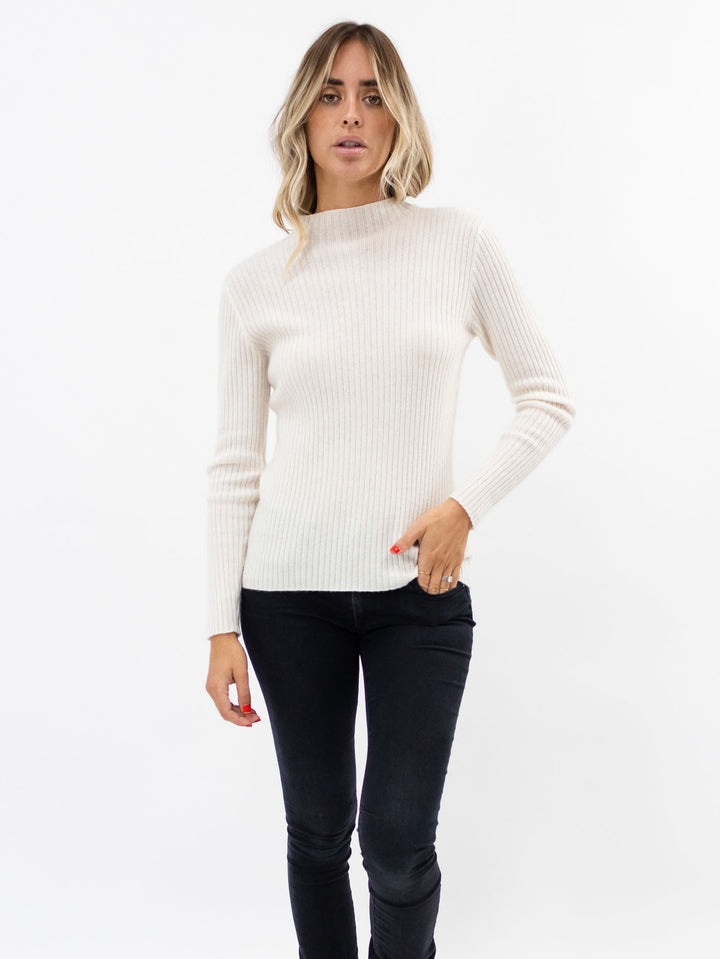 Fitted Cashmere Ribbed Sweater #PEARL