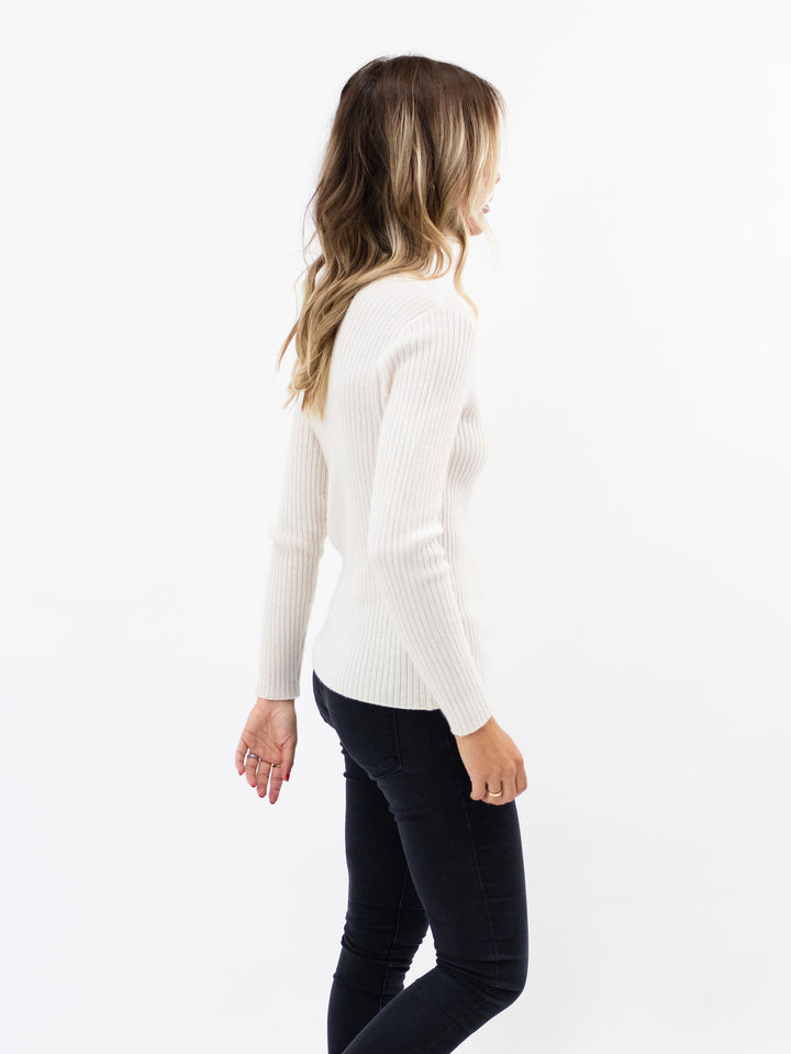 Fitted Cashmere Ribbed Sweater #PEARL