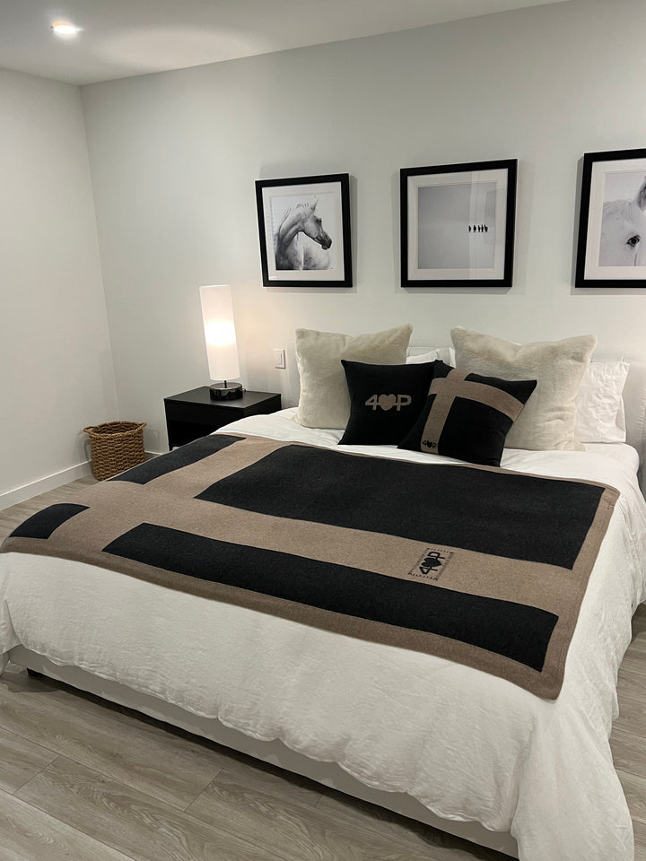 Cashmere Blanket #CHARCOAL/FAWN