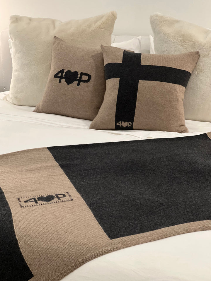 Cashmere Blanket #CHARCOAL/FAWN