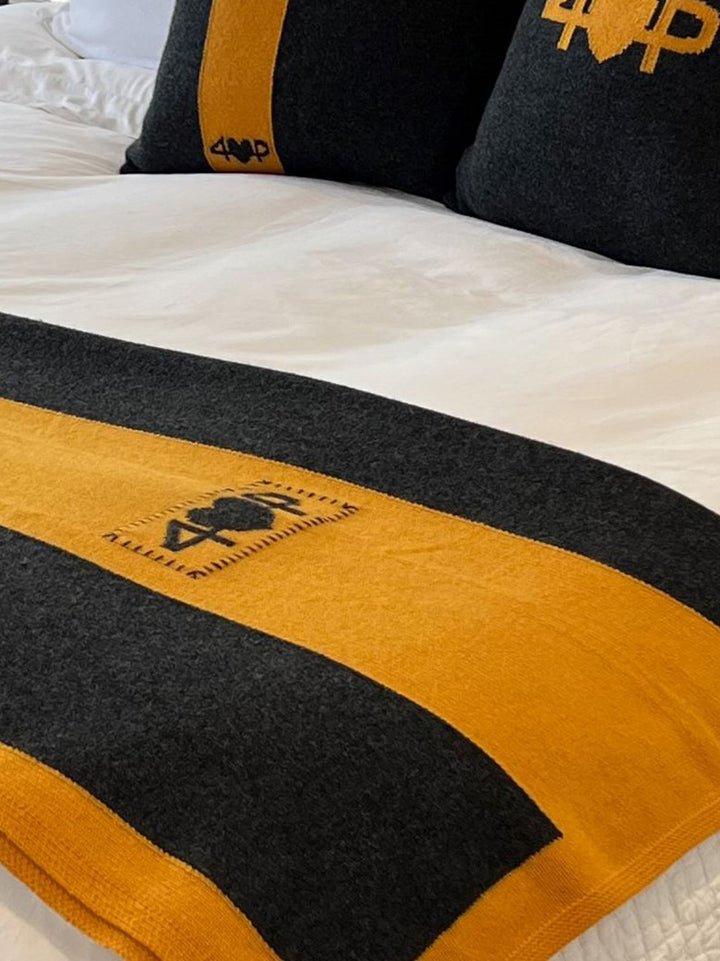 Cashmere Blanket #CHARCOAL/GOLD
