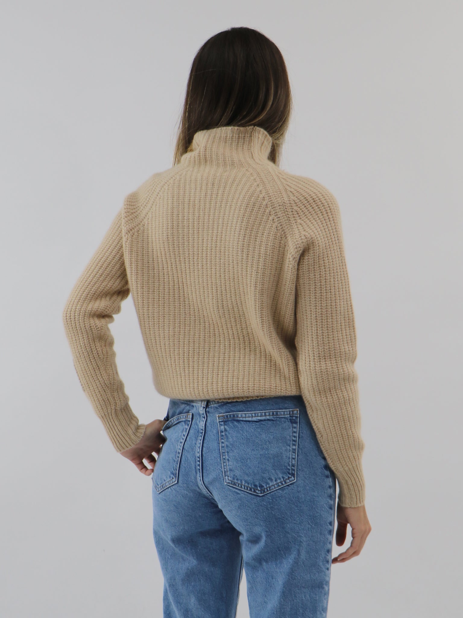 Ribbed Mock neck Cashmere Sweater