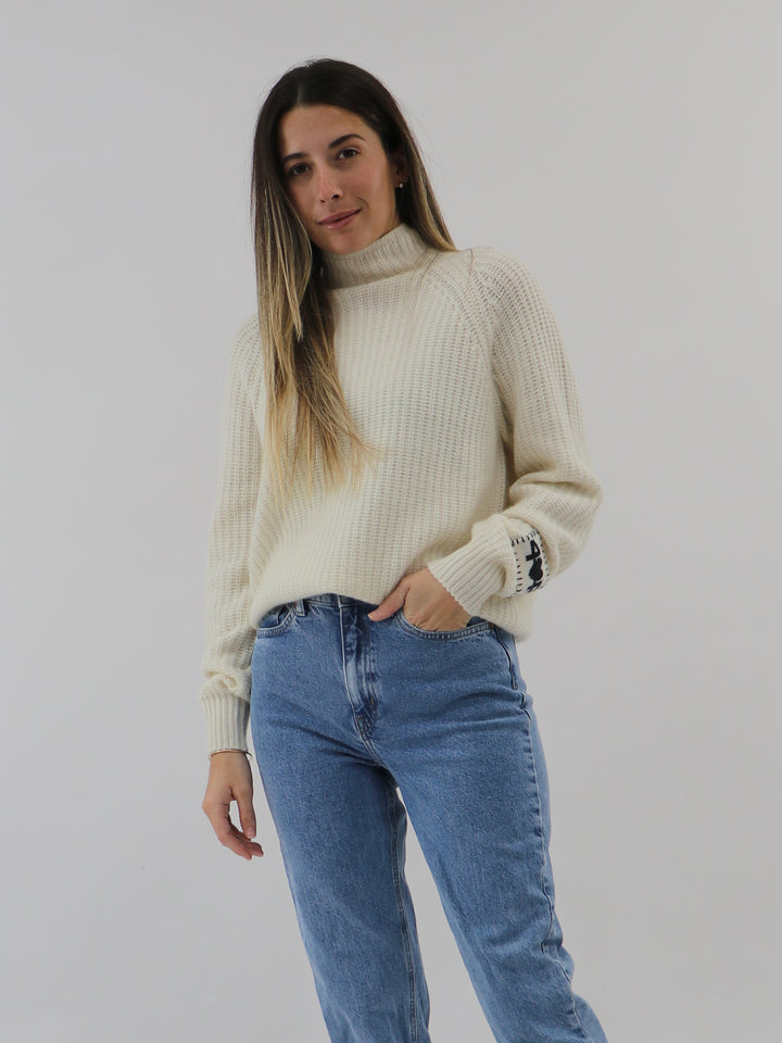 Ribbed Mock neck Cashmere Sweater #PEARL