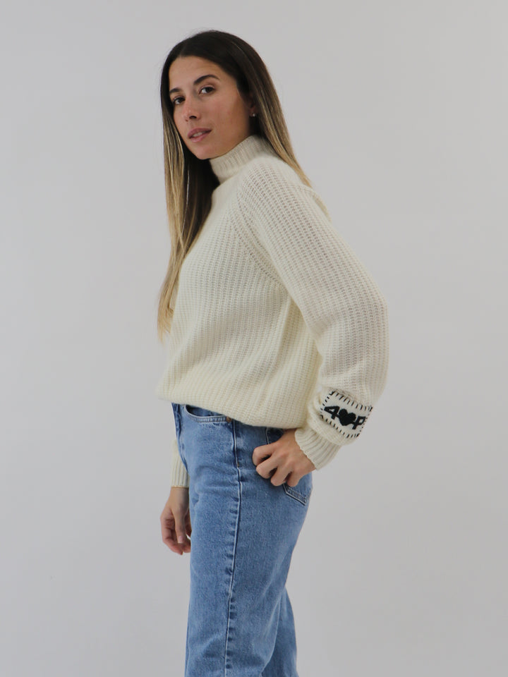 Ribbed Mock neck Cashmere Sweater #PEARL