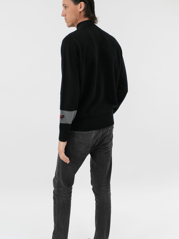 Men's Cashmere Quarter Zip Pullover #BLACK