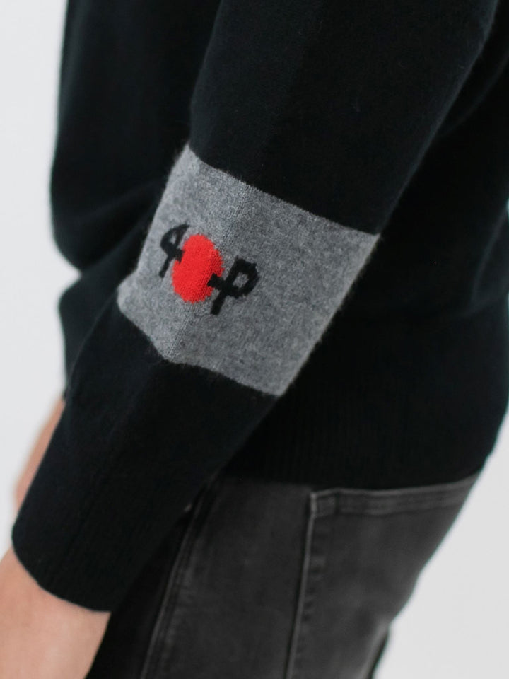 Men's Cashmere Quarter Zip Pullover #BLACK 