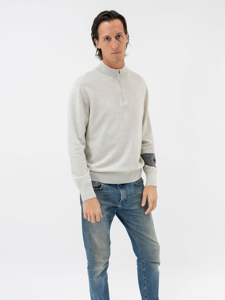 Men's Cashmere Quarter Zip Pullover #CLOUD