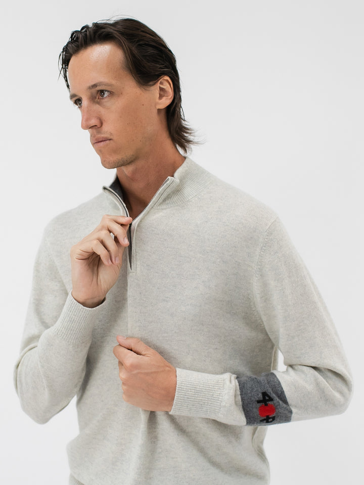 Men's Cashmere Quarter Zip Pullover #CLOUD