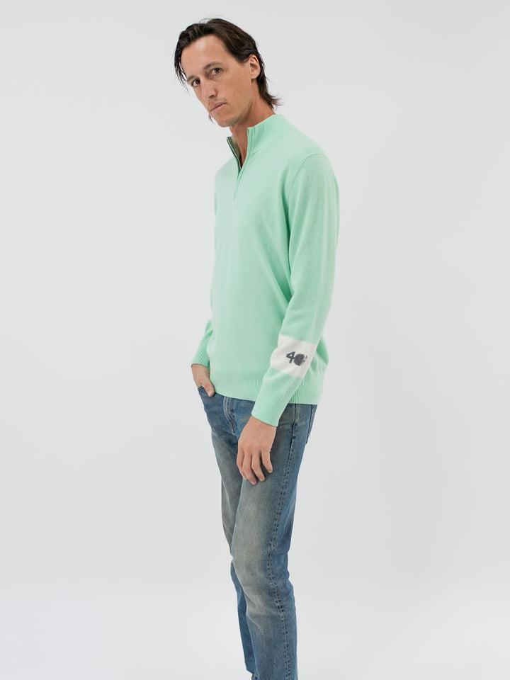 Men's Cashmere Quarter Zip Pullover #MINT